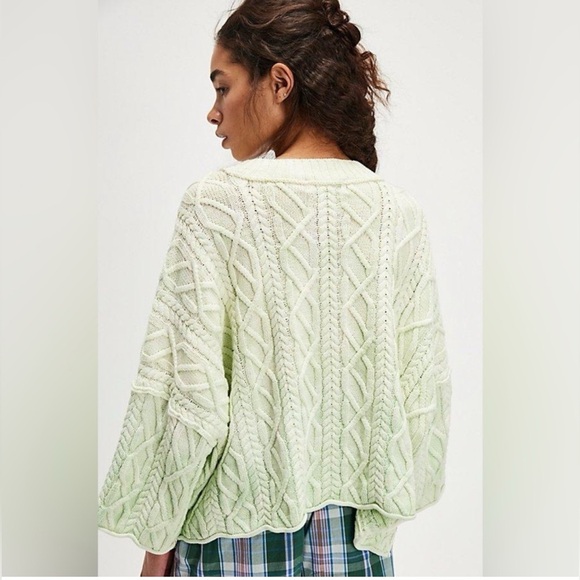 Free People Washed Ashore Sweater in Mint Combo - Picture 2 of 2